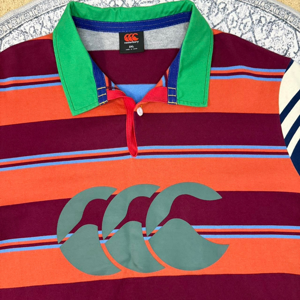 Canterbury of New Zealand Striped Rugby Polo Shirt - 2XL - Picture 5 of 8